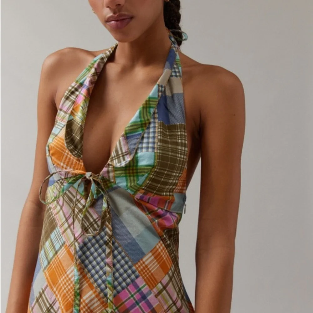 Danny Madras BDG Vibrant Patchwork Halter Dress Vintage Inspired 100% Cotton - Picture 13 of 14